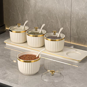 Bộ lọ đựng gia vị tích hợp sang trọng nhẹ Bộ hộp gia vị gia dụng Nhà bếp phải có Tidy @