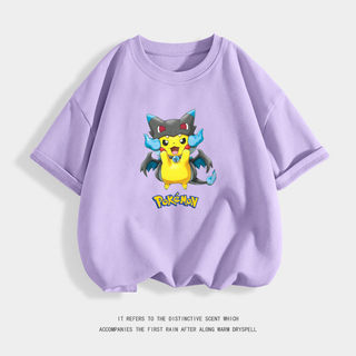 Áo thun in hình Pikachu phản diện dễ thương dành cho bé trai, vui nhộn, thoáng khí và thoải mái.