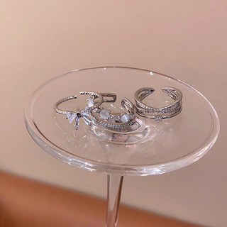 Nhẫn Zirconia Nơ Chữ Thập Two Layers Phong Cách Hàn Quốc, Dễ Điều Chỉnh Size