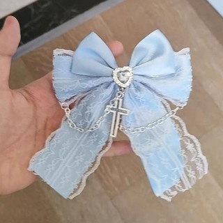 Kẹp tóc Gothic MERIGGIARE, Mặt dây chuyền chéo nơ dễ thương phong cách Nhật Bản Phụ kiện tóc Gothic, Túi tinh tế quyến rũ Thiết kế ren tinh tế Y2K Kẹp tóc Phụ kiện cho bé gái