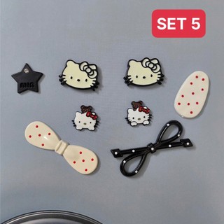 Set 08 Sticker/ Charm gắn dép: Charm HELLO KITTY 2- hàng Trend đang hot- Set Charm Hello Kitty Dễ Thương Gắn Túi, Kẹp