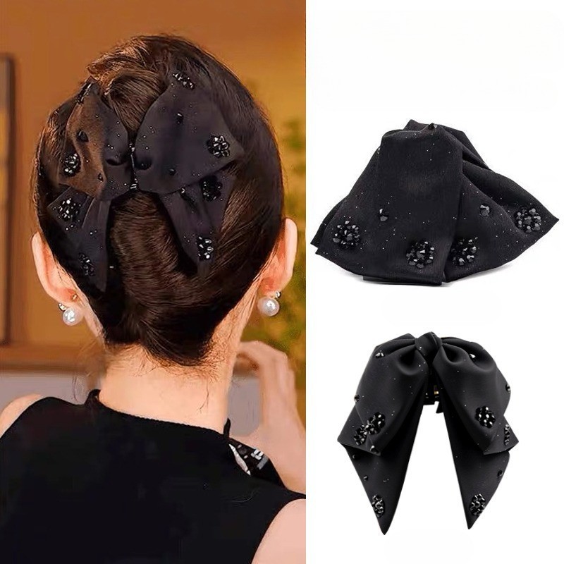 Kẹp tóc cao cấp màu đen Hàn Quốc Kẹp tóc thời trang nơ nữ