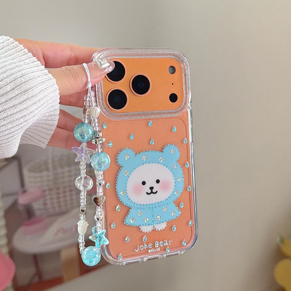 Vỏ cứng trong suốt Tương thích với iPhone 13 14 14Pro 14ProMax 15 15Pro 15ProMax 16 16Pro 16ProMax 17 17Pro 17ProMax Ốp họa tiết gấu áo mưa