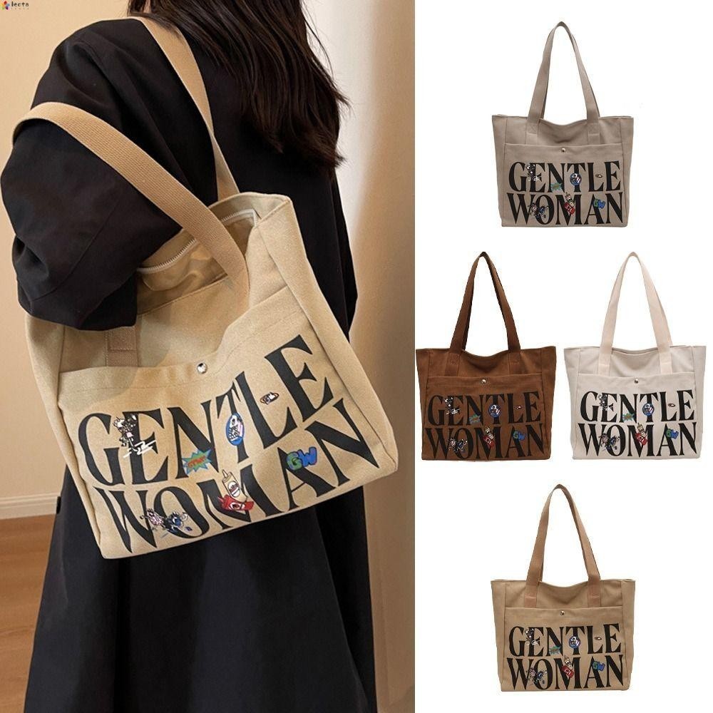 Túi Tote LEOTA Gentlewoman, Túi Đeo Vai Vải Thương Hiệu Thời Trang GM Thái Lan, In Hình Thường Dung Tích Lớn