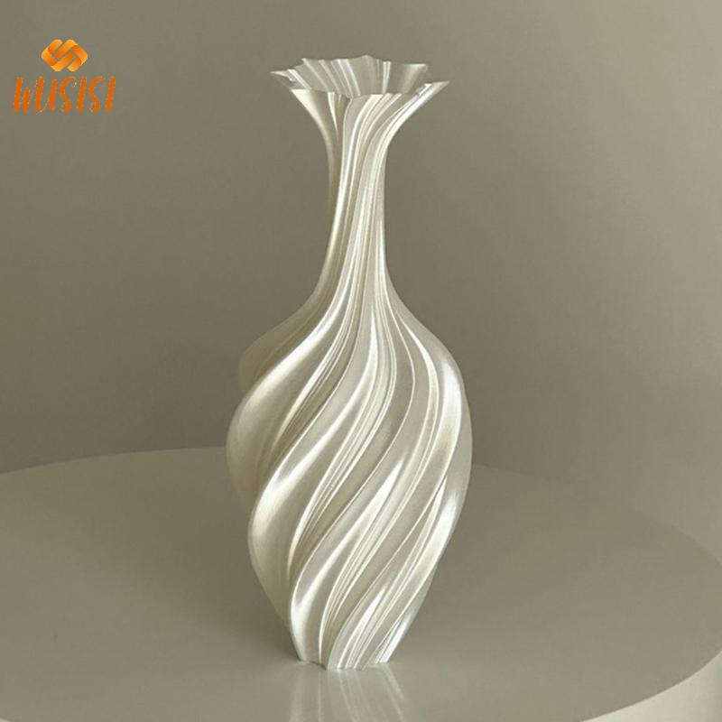 [WUSISI] Bình in 3d Bình hoa phong cách hiện đại có hoa văn xoáy Bình trưng bày hoa thẩm mỹ cho phòng khách Trang trí máy tính để bàn MỚI