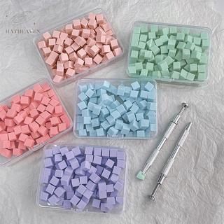 [hatheaven] Bộ 50/100 miếng bọt biển móng tay vuông, cọ gradient gel, thiết kế 3D, dụng cụ làm móng đẹp