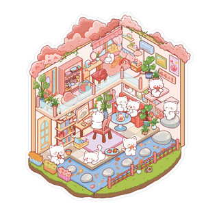 Hoạt Hình Nhỏ Nghệ Thuật Xanh Cảnh Quan Miếng Dán 3D Ba Chiều Cabin Thu Nhỏ Cảnh Miếng Dán Tự Làm Giải Nén Sổ Tay Miếng Dán