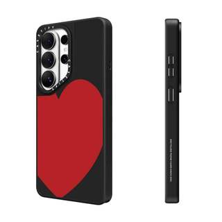 CASECASE X Vỏ Trái Tim Đỏ Màu Đen Mờ Hút Từ Tính Samsung Galaxy S26 Ultra S25 S24 S23 Ultra Plus Mặt Sau Cứng Có Hộp Khắc logov