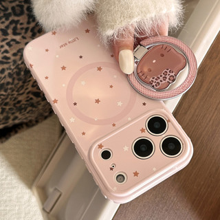 [Sheren] Ốp điện thoại mèo in họa tiết da báo màu hồng Thích hợp cho i17 16 15 14 13 12 11 pro max Vỏ bảo vệ chống sốc