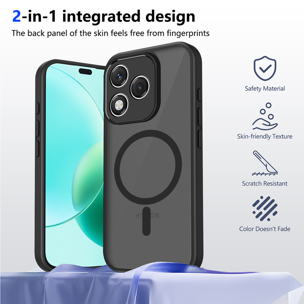 Ốp lưng Honor 400 Lite 5G Vỏ thu hút từ tính màu đen mờ cho vỏ điện thoại Honor 400 Lite 5G