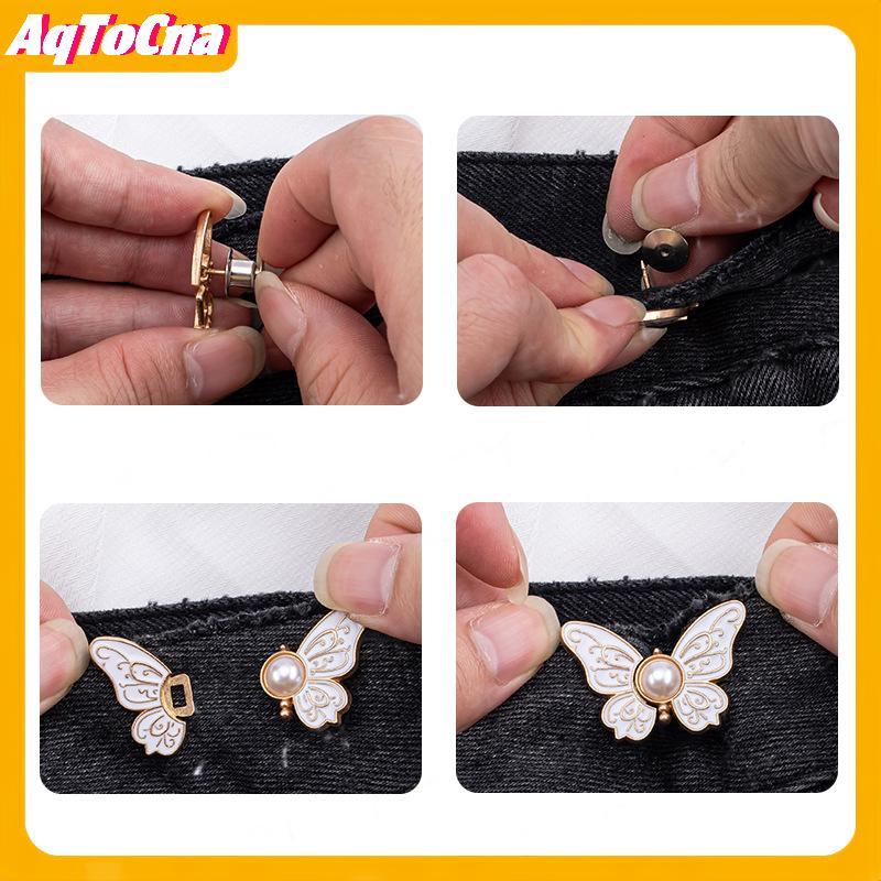 AqToCna Bướm eo điều chỉnh được cho nữ, phù hợp với quần jean và váy, nút kim loại