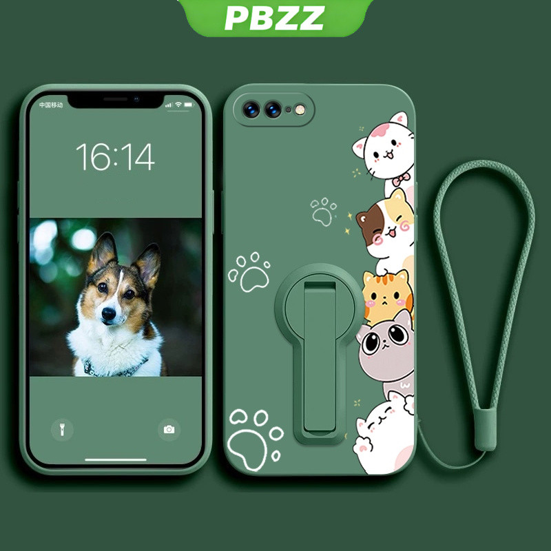 Ốp lưng cho iPhone 7 Plus, iPhone 8 Plus, iPhone SE 2 2020, ốp điện thoại iPhone SE, ốp mềm silicone lỏng chống sốc, thiết kế mới thẩm mỹ, hình mèo hoạt hình có giá đỡ YTXZDZMM01