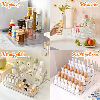 Kệ Mica Trong Suốt 3 Tầng Đựng Mỹ Phẩm, Nước Hoa, Khay Acrylic Trưng Bày Để Bàn Trang Điểm