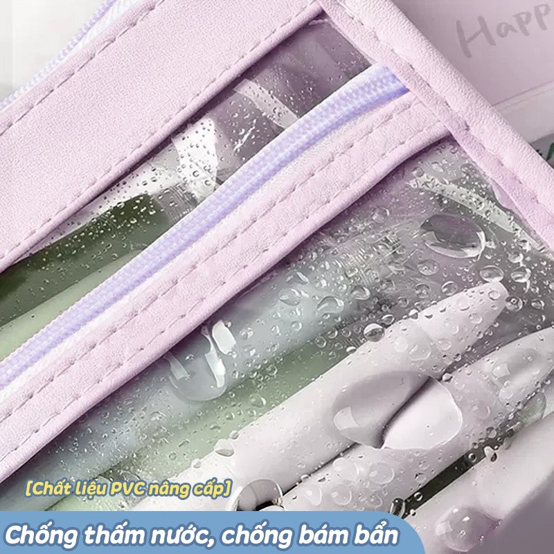 Túi Đựng Bút Tiện Dụng Trong Suốt, Nhiều Màu Sắc, Nhiều Ngăn, Thiết Kế Đơn Giản Cho Học Sinh