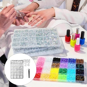 1 Hộp AB Nhựa Lấp Lánh Mặt Sau Bằng Kim Cương Giả Bedazzling Đầy Màu Sắc Flatback