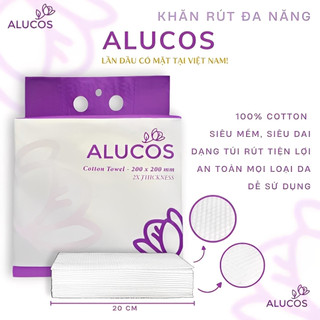 [Chính hãng] Khăn Khô Alucos 200x200mm 130 Tờ Khăn Dùng 1 Lần Heri Skin [{Nội dung 1},{Nội dung 2}