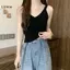 LUImo Áo Vest Dệt Kim Sọc Trắng Mùa Hè Cho Nữ Thanh Lịch Không Tay V-ne Ngắn Áo Thời Trang Ngày Lễ Quần Áo SBS