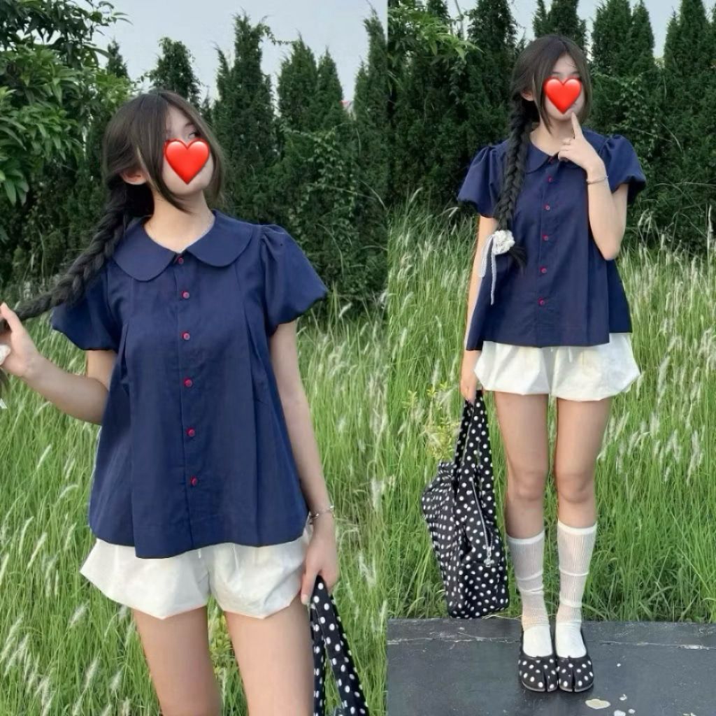 Áo sơ mi bèo quốc dân cổ sen tay bồng dáng babydoll siêu xinh SMZ565933 - Sam Botique