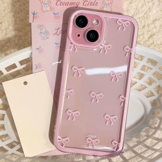 Đơn Giản Rắn Màu Bowknot Trường Hợp Điện Thoại Cho iPhone 17 16 15 14 13 12 11 Pro Max X Xr Xs Max 7 8 Plus