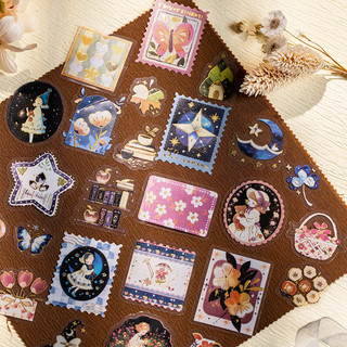 ENWEI 25 Chiếc [Fantasy Notes] PET Vàng Lá Cà Phê Hương Thơm Vintage Trang Trí Cắt Dán Cho Tạp Chí Sổ Lưu Niệm Người Lập Kế Hoạch
