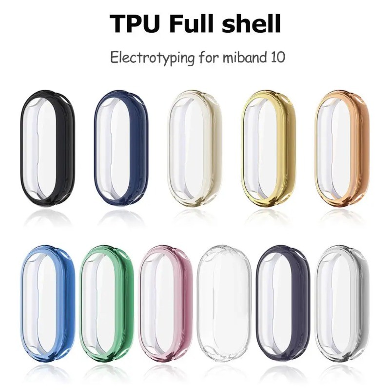 Đồng Hồ TPU Mạ Dành Cho Xiaomi band8 band9 band10 Vỏ Mềm + Phim Đồng Hồ Màn Hình Ốp Lưng Cho Xiaomi band 8 9 10 Tất Cả Xung Quanh Vỏ Bảo Vệ