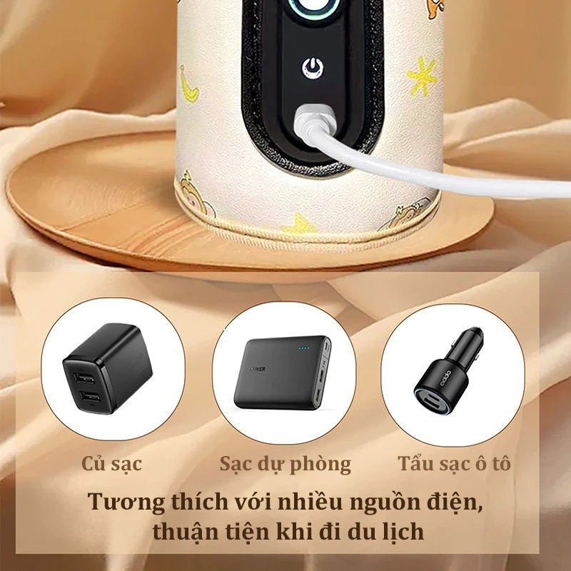 túi ủ bình sữa thông minh 3 mức nhiệt vải polyester chịu nhiệt phù hợp đa loại bình dùng du lịch xe