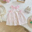 Váy Đầm Hè Thô Cotton Sát Nách Cổ Sen Nơ 2 Bên Cho Bé Gái Đi Học Đi Chơi Xanh- Hồng