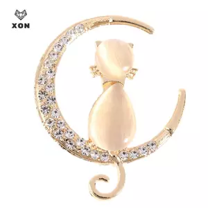 Trâm cài mèo Opal đính đá thanh lịch, phù hợp làm quà tặng