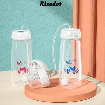 Bình sữa rảnh tay RISEDOT, Bộ bình sữa cổ bình 8oz / 240ml, Tự ăn bằng cọ rơm Bình trữ sữa bóng trọng lực cho bé từ 3 tháng tuổi trở lên