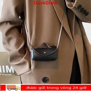 Ví đựng tiền xu DUSKGLOW, Túi đeo chéo Mini bằng da PU màu trơn, Túi son môi nhỏ ngang