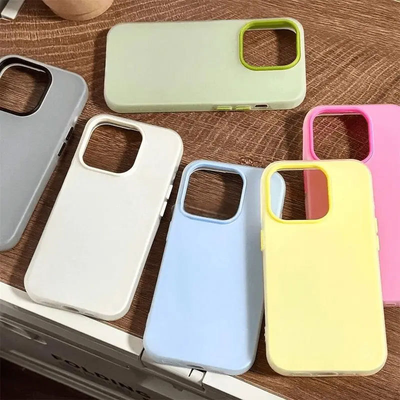 Ốp 2IN1 Pastel Kẻ Keo Cho iPhone 11-17 Pro Max Chống Sốc