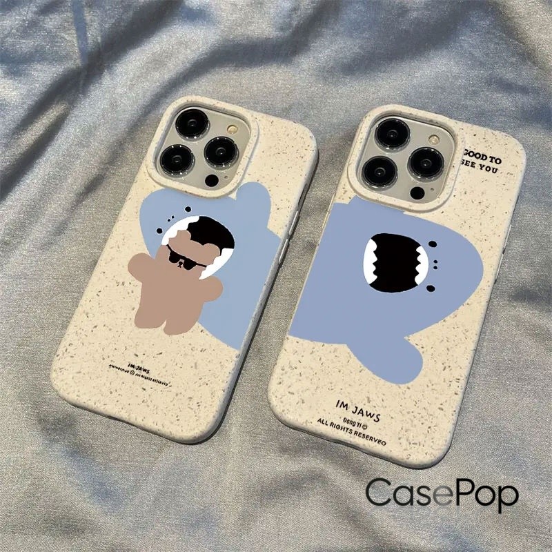 Ốp Cá Mập Xanh & Gấu Nhỏ Cho iPhone 11-17 Pro Max