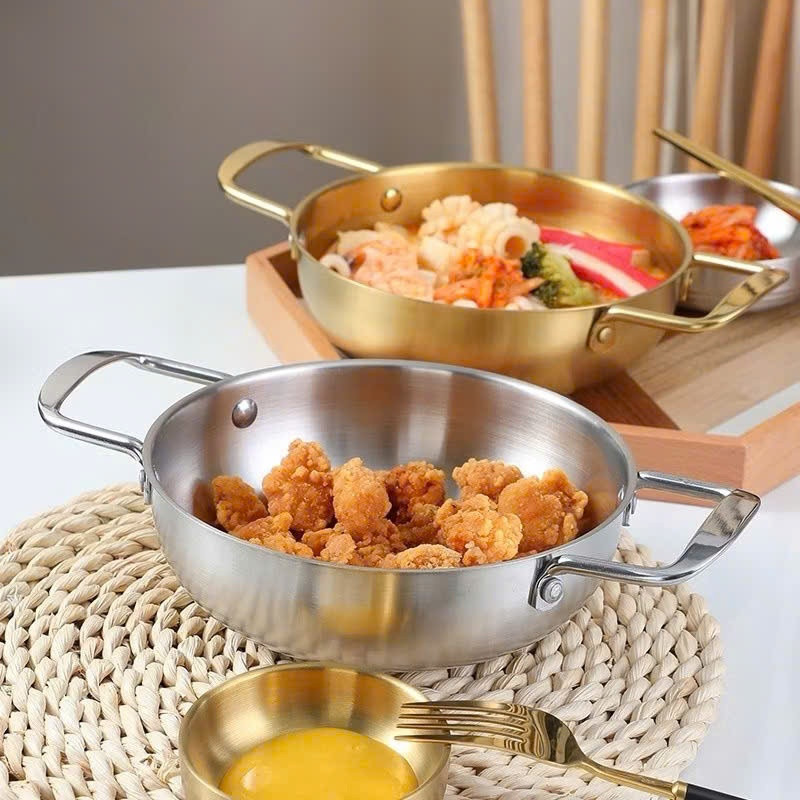 Nồi Lẩu, Mì Cay, Soup INOX Mạ Vàng,Chảo Nấu Ăn Mini 20cm Chảo Đáy Sâu Chống Dính Làm Nồi Lẩu Dùng Được Bếp Gas, Bếp Điện