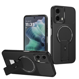 Dành Cho Motorola Moto G35 5G Ốp điện thoại Carbon Tecture Lưng Cứng Cạnh Mềm Có Thể Gập Lại Đứng Chống Sốc Chống Rơi Mỏng Bao