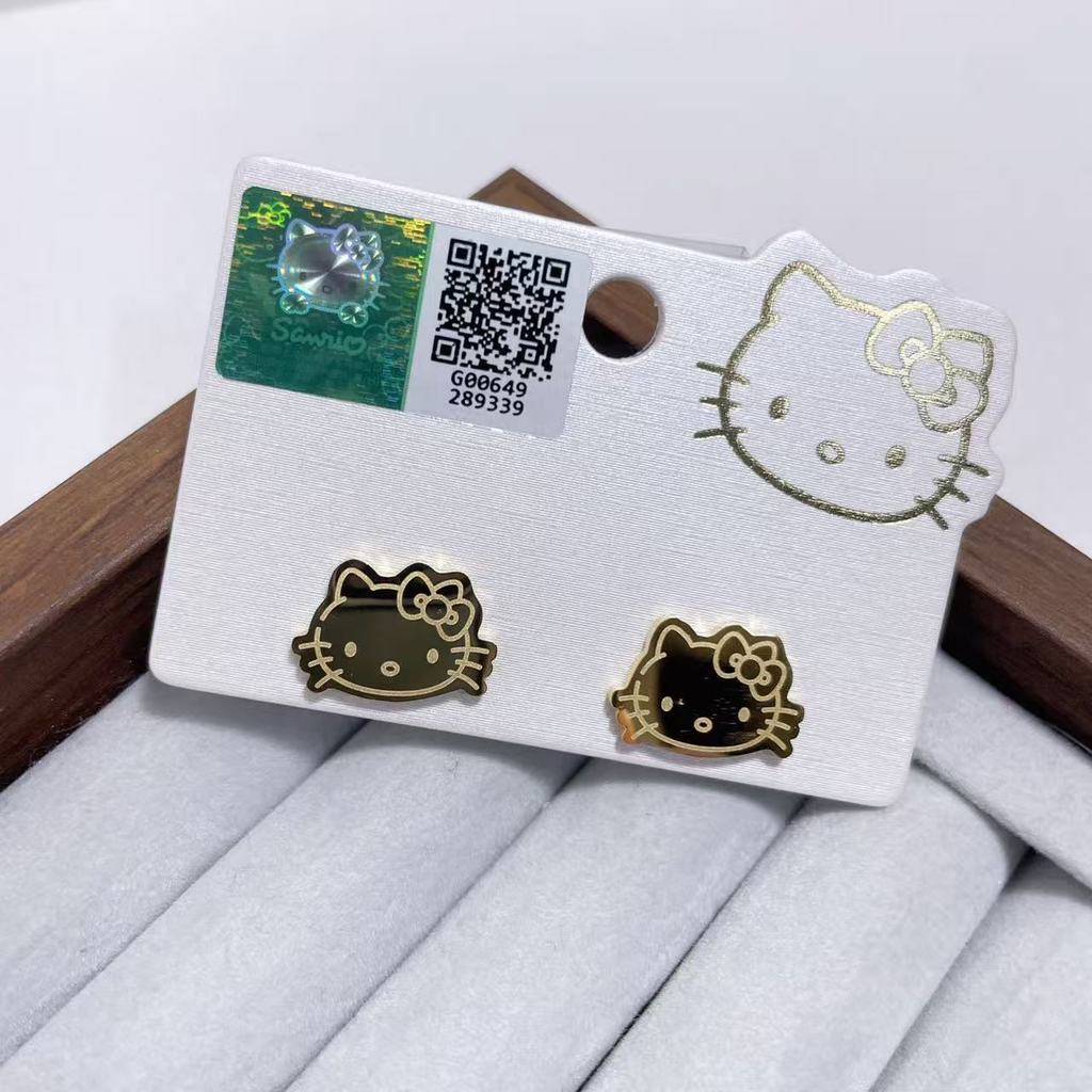 Bông tai hoạt hình vàng tinh tế Hello Kitty