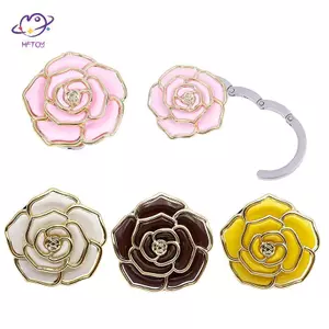 HFTOY 1 Túi gấp họa tiết hoa hồng túi xách tote treo bàn móc treo ví ~