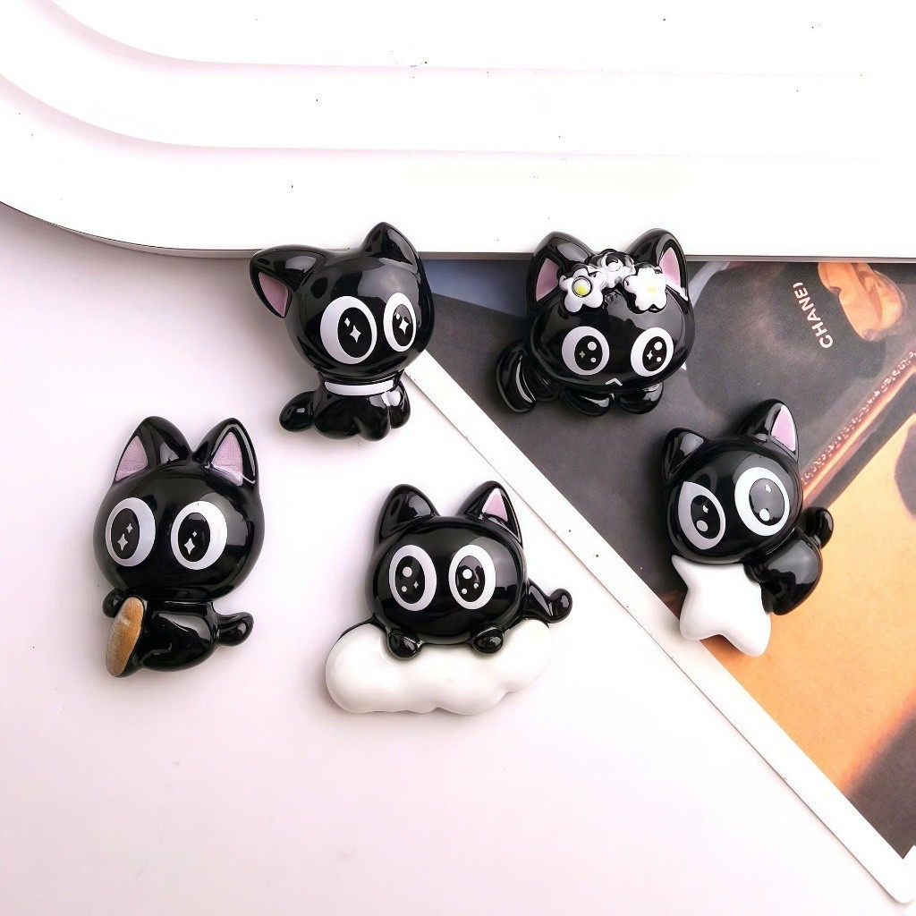 Set Charm Mèo Đen Mắt To Long Lanh Cute Hoạt Hình Trang Trí Dép