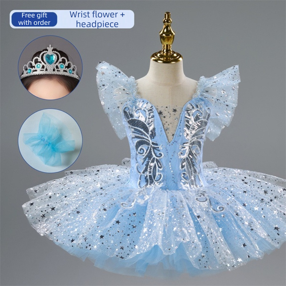 Đầm Ballet Trẻ Em SAIA, Tutu Ba Lê Trắng Hiện Đại, Đầm Dự Tiệc Thời Trang Champagne Sequin Đầm Công Chúa Trẻ Em