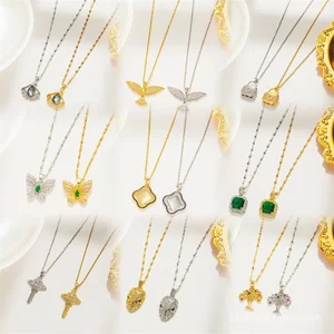 Sang Trọng Đơn Giản 18K Hoa Hồng Vàng Titan Thép Vòng Cổ Nữ Xương Đòn Dây Xích Không Phai Màu Thiên Nga Bốn Lá Cỏ Ba Lá Eo Phụ Kiện