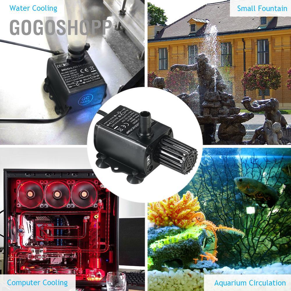 Gogoshopp Máy bơm nước không chổi than mini DC12V 6W siêu yên tĩnh Decdeal với đài phun nước chìm không thấm nước dành cho nữ 5,5x2,1mm Bể cá tuần hoàn 300L/H Nâng 300cm