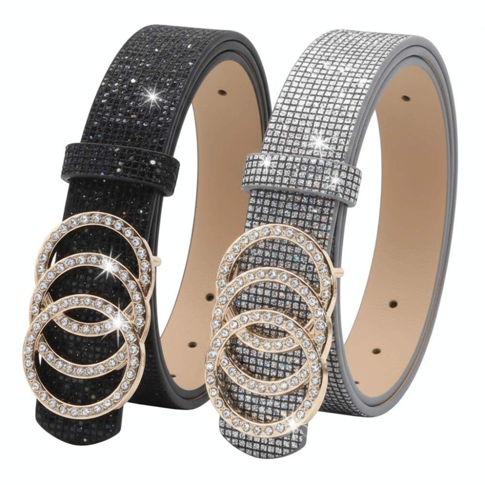 Thắt lưng kim cương giả lấp lánh TRACELIOIAN, Thắt lưng da PU lấp lánh Bling Bling, Thiết kế thương hiệu sang trọng thời trang Dây đeo thắt lưng đa năng dành cho nữ
