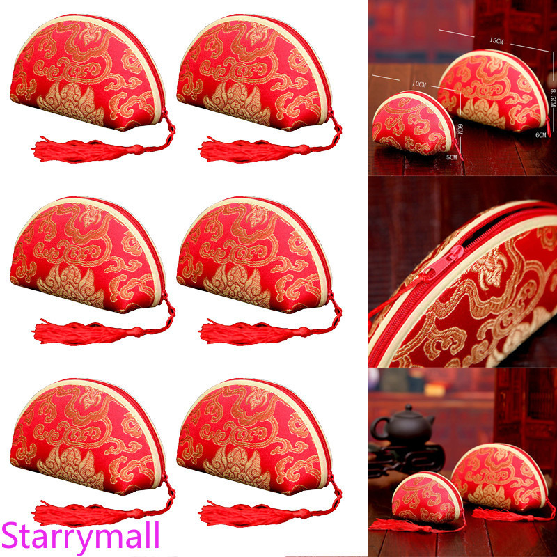 Mới Tinh Tế Phong Cách Trung Hoa Ví Tinh Tế Dây Kéo Túi Đựng Tiền Xu Mini Ly Hợp Ví Đựng Tiền Túi