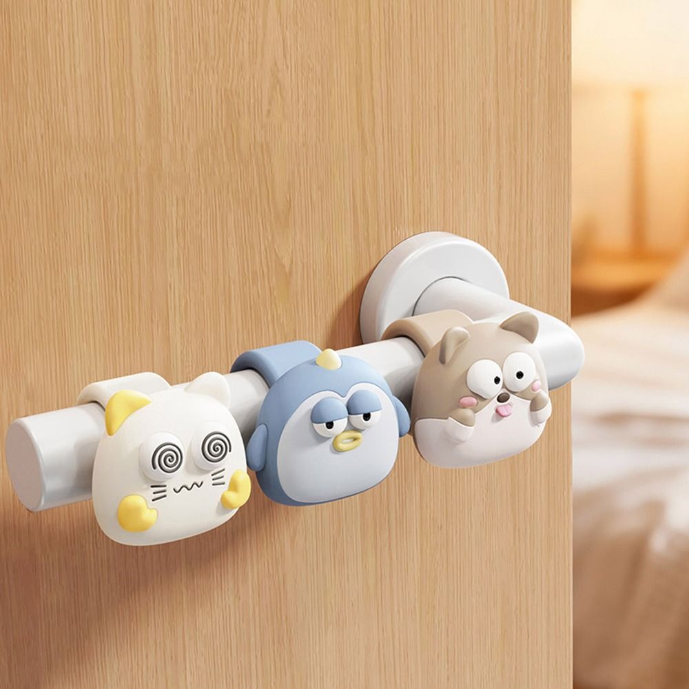 Tấm chắn tác động tay nắm cửa HOBBYIN, Nút chặn cửa chống sốc hoạt hình, Tấm bảo vệ tường im lặng không đục lỗ bằng silicon dễ thương để trang trí phòng ngủ