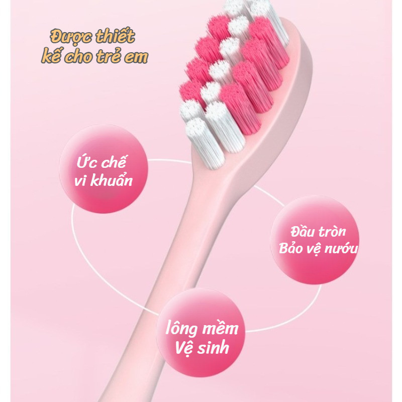 Bàn Chải Điện Cho Bé 5 Chế Độ - Tặng 6 Đầu Lông Mềm,Chống Nước IPX7, Pin Trâu, An Toàn Cho Răng Trẻ