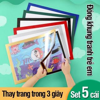 Khung ảnh nam châm trong suốt A4, trang trí bàn làm việc, giữ ảnh chắc chắn, không cần khoan đục