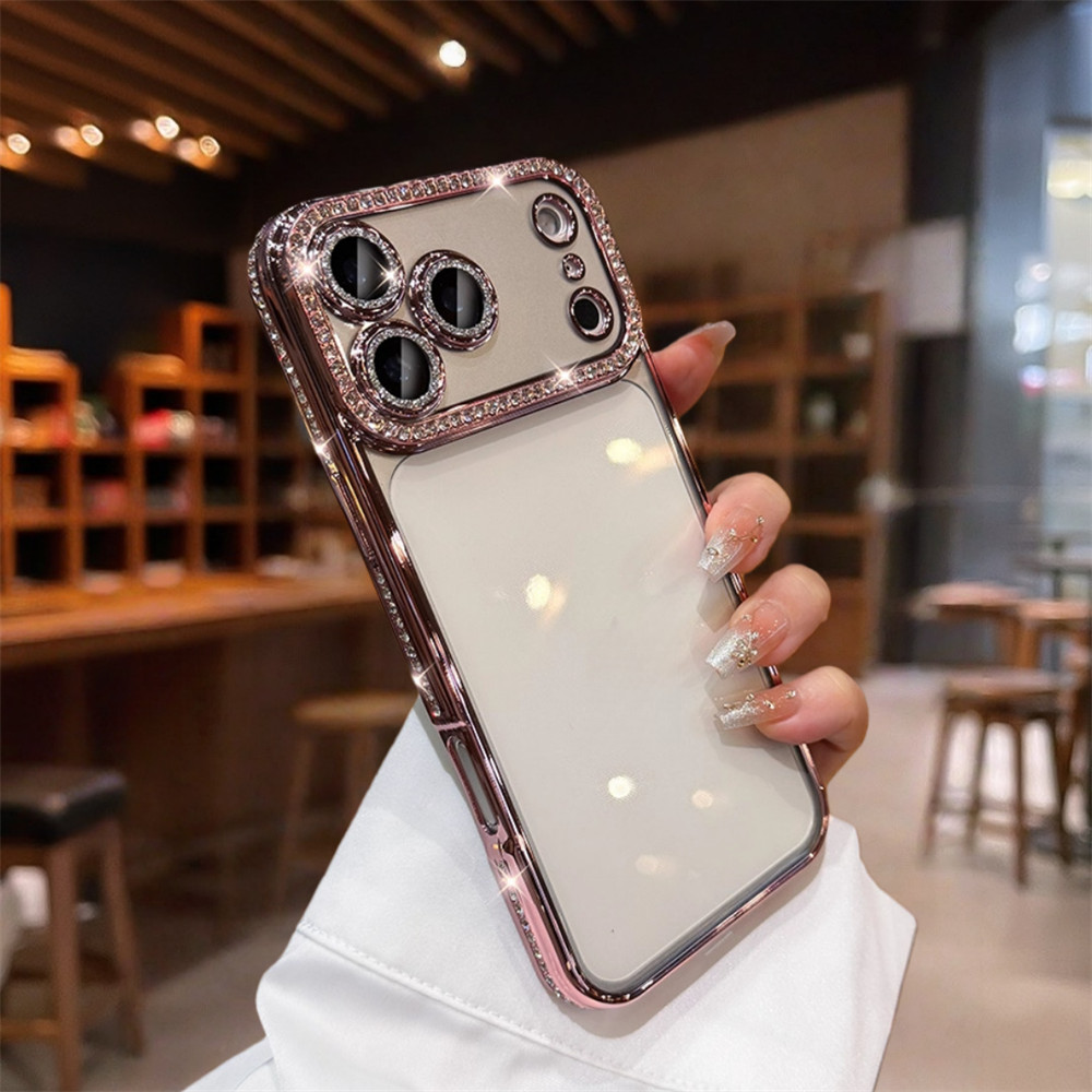 Ốp điện thoại trong suốt kim cương lấp lánh sang trọng cho iPhone 17 Pro Max 16 11 12 13 14 15 pro max 16 plus Bao gồm tất cả bảo vệ ống kính máy ảnh vỏ mềm Vỏ bảo vệ vỏ điện thoại