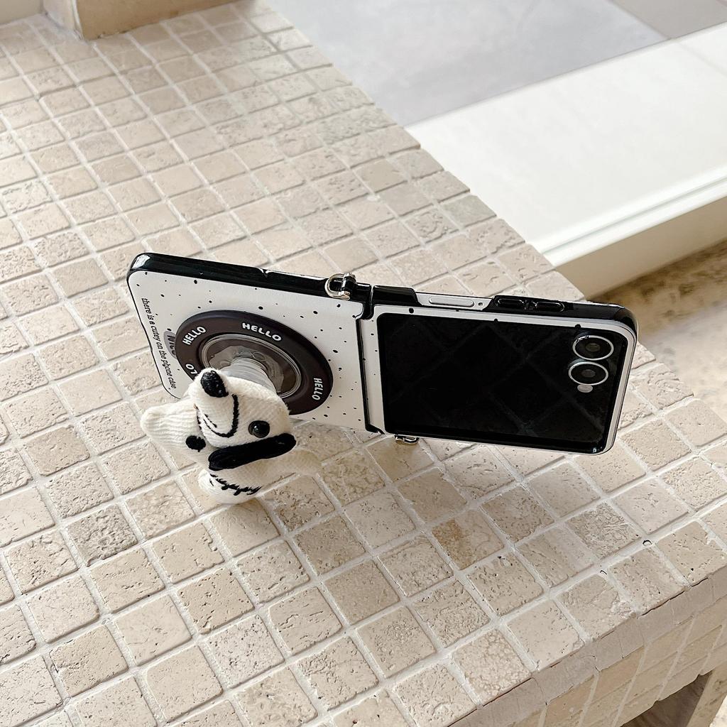 Ốp điện thoại từ tính mực phun nước nền màu trắng Thích hợp cho Samsung Galaxy ZFlip7 zflip6 Vỏ cứng gấp dây buộc cho Z Flip 7 6 5 4 5G PuraX N3Flip MixFlip 2 Vỏ bảo vệ