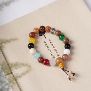 Lingyin Mười Tám Hạt Giống Bồ Đề Vòng Tay Quốc Gia Hợp Thời Trang Retro Nhiều Hạt Vòng Tay Handmade Phật Hạt Mân Côi Unisex Trang Sức PXE4