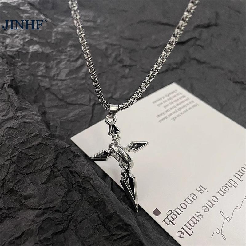 JINHF Vintage Chữ Thập Mặt Dây Chuyền Vòng Cổ Cho Nam Đa Năng Dây Chuyền Hợp Thời Trang Mồ Hôi Áo Punk Dây Chuyền Trang Sức Quà Tặng HOT