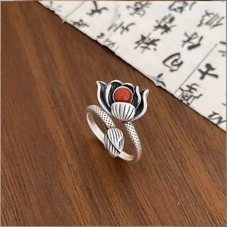 Phong Cách Dân Tộc Đau Khổ Có Thể Điều Chỉnh Vòng Tay Hoa Sen Nam Đỏ Hoa Nhẫn Nữ Chỉ Số Ngón Tay Trang Sức Thêm HYF0